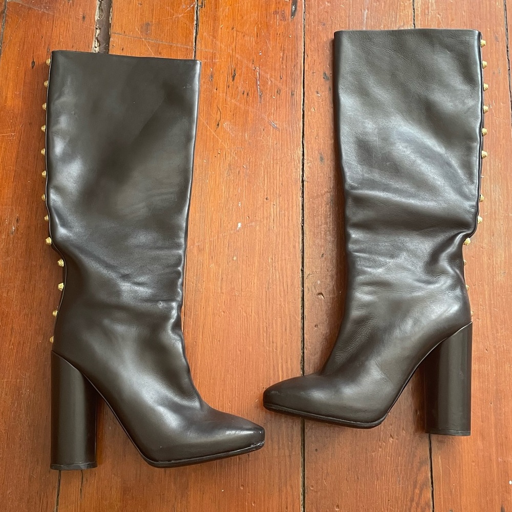 balenciaga black block heeled arena studded boots: SZ 41